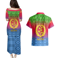Personalised Eritrea Revolution Day Couples Matching Puletasi Dress and Hawaiian Shirt Eritrean Kente Pattern Gradient Style - Wonder Print Shop