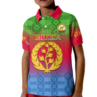 Personalised Eritrea Revolution Day Kid Polo Shirt Eritrean Kente Pattern Gradient Style - Wonder Print Shop