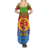 Personalised Eritrea Revolution Day Summer Maxi Dress Eritrean Kente Pattern Gradient Style - Wonder Print Shop