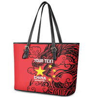 Personalised China Badminton Leather Tote Bag 2024 Chinese Dragon Version - Wonder Print Shop