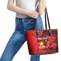 Personalised China Badminton Leather Tote Bag 2024 Chinese Dragon Version - Wonder Print Shop
