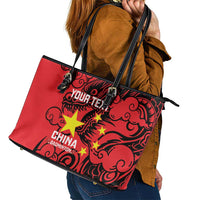 Personalised China Badminton Leather Tote Bag 2024 Chinese Dragon Version - Wonder Print Shop