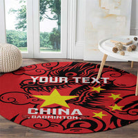 Personalised China Badminton Round Carpet 2024 Chinese Dragon Version