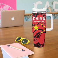 Personalised China Badminton Tumbler With Handle 2024 Chinese Dragon Version - Wonder Print Shop