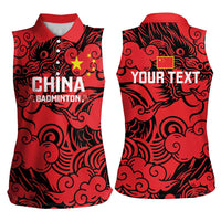 Personalised China Badminton Women Sleeveless Polo Shirt 2024 Chinese Dragon Version - Wonder Print Shop