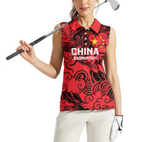 Personalised China Badminton Women Sleeveless Polo Shirt 2024 Chinese Dragon Version - Wonder Print Shop