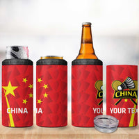 Personalised China Badminton 4 in 1 Can Cooler Tumbler 2024 Sporty Red Version - Wonder Print Shop
