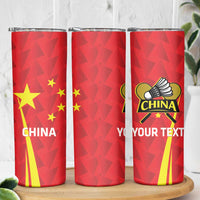 Personalised China Badminton Skinny Tumbler 2024 Sporty Red Version - Wonder Print Shop
