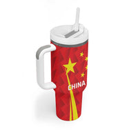 Personalised China Badminton Tumbler With Handle 2024 Sporty Red Version - Wonder Print Shop