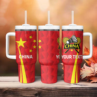 Personalised China Badminton Tumbler With Handle 2024 Sporty Red Version - Wonder Print Shop