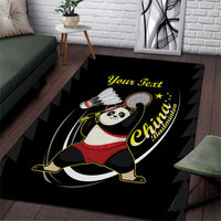 Personalised China Badminton Area Rug 2024 Chinese Cute Panda Black Version - Wonder Print Shop