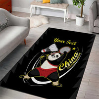 Personalised China Badminton Area Rug 2024 Chinese Cute Panda Black Version - Wonder Print Shop