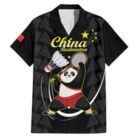 Personalised China Badminton Family Matching Mermaid Dress and Hawaiian Shirt 2024 Chinese Cute Panda Black Version - Wonder Print Shop