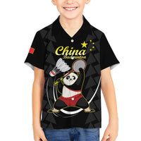 Personalised China Badminton Hawaiian Shirt 2024 Chinese Cute Panda Black Version - Wonder Print Shop