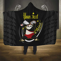 Personalised China Badminton Hooded Blanket 2024 Chinese Cute Panda Black Version