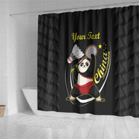 Personalised China Badminton Shower Curtain 2024 Chinese Cute Panda Black Version