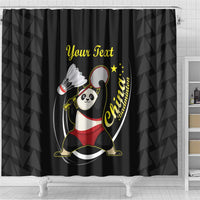 Personalised China Badminton Shower Curtain 2024 Chinese Cute Panda Black Version