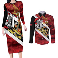 Trinidad and Tobago Cricket Personalized Couples Matching Long Sleeve Bodycon Dress and Long Sleeve Button Shirt Trinbago Knight Riders Champions Trophy - Wonder Print Shop