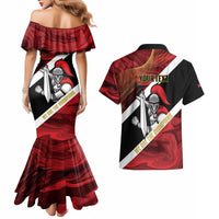 Trinidad and Tobago Cricket Personalized Couples Matching Mermaid Dress and Hawaiian Shirt Trinbago Knight Riders Champions Trophy - Wonder Print Shop