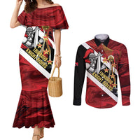 Trinidad and Tobago Cricket Personalized Couples Matching Mermaid Dress and Long Sleeve Button Shirt Trinbago Knight Riders Champions Trophy - Wonder Print Shop