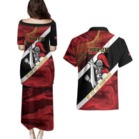 Trinidad and Tobago Cricket Personalized Couples Matching Puletasi and Hawaiian Shirt Trinbago Knight Riders Champions Trophy - Wonder Print Shop