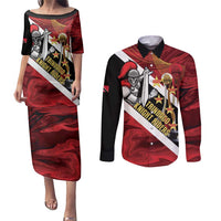Trinidad and Tobago Cricket Personalized Couples Matching Puletasi and Long Sleeve Button Shirt Trinbago Knight Riders Champions Trophy - Wonder Print Shop