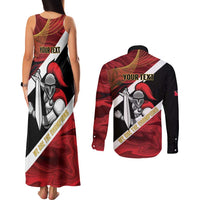 Trinidad and Tobago Cricket Personalized Couples Matching Tank Maxi Dress and Long Sleeve Button Shirt Trinbago Knight Riders Champions Trophy - Wonder Print Shop
