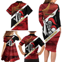 Trinidad and Tobago Cricket Personalized Family Matching Long Sleeve Bodycon Dress and Hawaiian Shirt Trinbago Knight Riders Champions Trophy - Wonder Print Shop