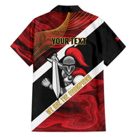 Trinidad and Tobago Cricket Personalized Family Matching Off The Shoulder Long Sleeve Dress and Hawaiian Shirt Trinbago Knight Riders Champions Trophy - Wonder Print Shop