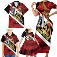 Trinidad and Tobago Cricket Personalized Family Matching Short Sleeve Bodycon Dress and Hawaiian Shirt Trinbago Knight Riders Champions Trophy - Wonder Print Shop