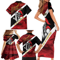Trinidad and Tobago Cricket Personalized Family Matching Short Sleeve Bodycon Dress and Hawaiian Shirt Trinbago Knight Riders Champions Trophy - Wonder Print Shop