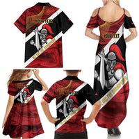 Trinidad and Tobago Cricket Personalized Family Matching Summer Maxi Dress and Hawaiian Shirt Trinbago Knight Riders Champions Trophy - Wonder Print Shop