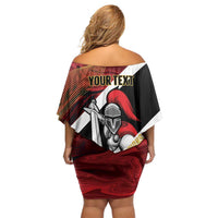 Trinidad and Tobago Cricket Personalized Off Shoulder Short Dress Trinbago Knight Riders Champions Trophy - Wonder Print Shop