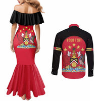 Trinidad and Tobago Cricket Personalized Couples Matching Mermaid Dress and Long Sleeve Button Shirt Trinbago Knight Riders 5th Champions Proud - Wonder Print Shop