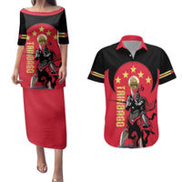 Trinidad and Tobago Cricket Personalized Couples Matching Puletasi and Hawaiian Shirt Trinbago Knight Riders 5th Champions Proud - Wonder Print Shop