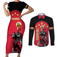Trinidad and Tobago Cricket Personalized Couples Matching Short Sleeve Bodycon Dress and Long Sleeve Button Shirt Trinbago Knight Riders 5th Champions Proud - Wonder Print Shop