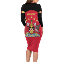 Trinidad and Tobago Cricket Personalized Family Matching Long Sleeve Bodycon Dress and Hawaiian Shirt Trinbago Knight Riders 5th Champions Proud - Wonder Print Shop