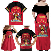 Trinidad and Tobago Cricket Personalized Family Matching Off Shoulder Maxi Dress and Hawaiian Shirt Trinbago Knight Riders 5th Champions Proud - Wonder Print Shop