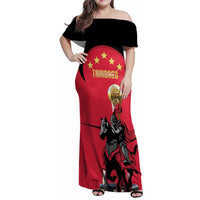 Trinidad and Tobago Cricket Personalized Family Matching Off Shoulder Maxi Dress and Hawaiian Shirt Trinbago Knight Riders 5th Champions Proud - Wonder Print Shop