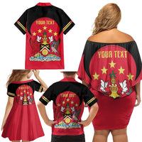 Trinidad and Tobago Cricket Personalized Family Matching Off Shoulder Short Dress and Hawaiian Shirt Trinbago Knight Riders 5th Champions Proud - Wonder Print Shop