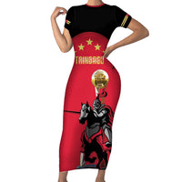 Trinidad and Tobago Cricket Personalized Family Matching Short Sleeve Bodycon Dress and Hawaiian Shirt Trinbago Knight Riders 5th Champions Proud - Wonder Print Shop