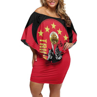 Trinidad and Tobago Cricket Personalized Off Shoulder Short Dress Trinbago Knight Riders 5th Champions Proud - Wonder Print Shop