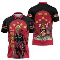 Trinidad and Tobago Cricket Personalized Zipper Polo Shirt Trinbago Knight Riders 5th Champions Proud - Wonder Print Shop