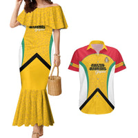 Guyana Cricket Custom Couples Matching Mermaid Dress and Hawaiian Shirt Amazon Warriors Est 2013 Version - Wonder Print Shop