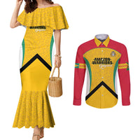 Guyana Cricket Custom Couples Matching Mermaid Dress and Long Sleeve Button Shirt Amazon Warriors Est 2013 Version - Wonder Print Shop