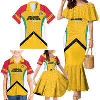 Guyana Cricket Custom Family Matching Mermaid Dress and Hawaiian Shirt Amazon Warriors Est 2013 Version - Wonder Print Shop