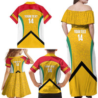 Guyana Cricket Custom Family Matching Off Shoulder Maxi Dress and Hawaiian Shirt Amazon Warriors Est 2013 Version - Wonder Print Shop