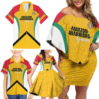 Guyana Cricket Custom Family Matching Off Shoulder Short Dress and Hawaiian Shirt Amazon Warriors Est 2013 Version - Wonder Print Shop