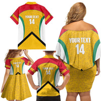 Guyana Cricket Custom Family Matching Off Shoulder Short Dress and Hawaiian Shirt Amazon Warriors Est 2013 Version - Wonder Print Shop