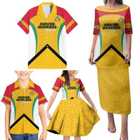 Guyana Cricket Custom Family Matching Puletasi and Hawaiian Shirt Amazon Warriors Est 2013 Version - Wonder Print Shop